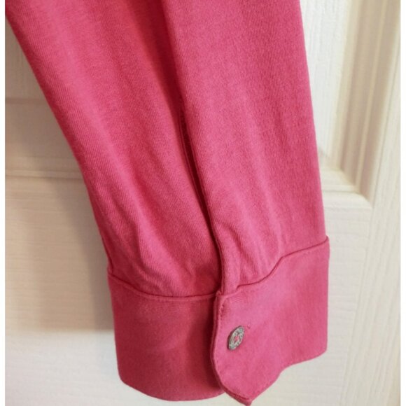 J. Jill Tunic Top Button Up Cotton Modal Knit Gathered Back Waist Hot Pink - XL - Picture 7 of 9